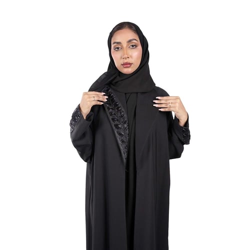 عباية رسمية كم مطرز أسود F