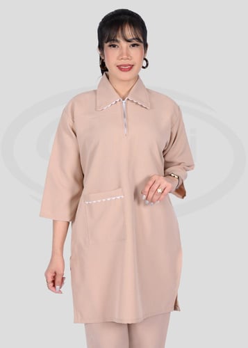 طقم عاملات منزلي خريفي بياقة مزخرفة