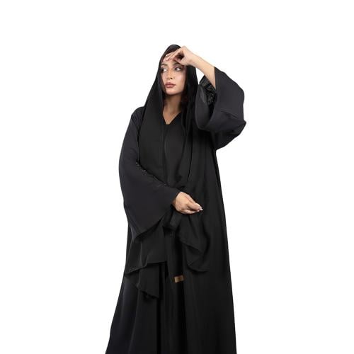 عباية انترنت قصه كلوش بكم واسع مطرز بترتر اسود مع...