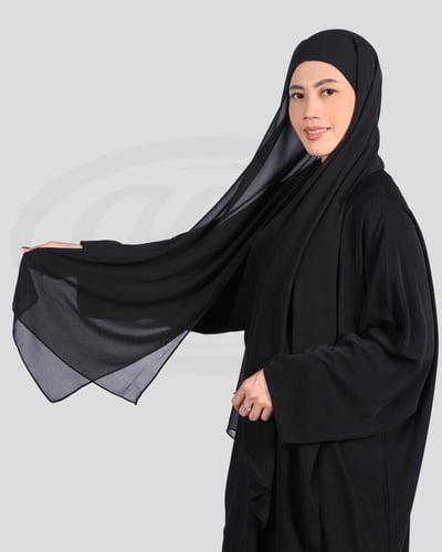 حجاب نسائي شيفون مثبت بقبعة أنيق