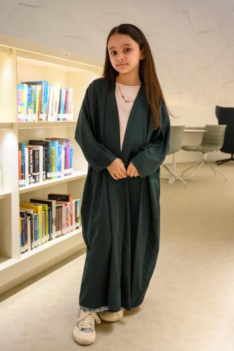 عباية بناتي أخضر غامق