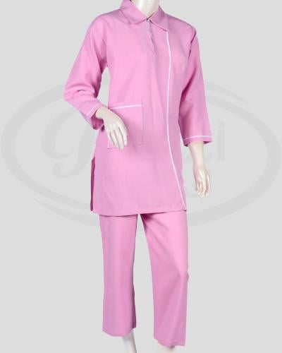 طقم زي عامله للمنزل بلون الوردي