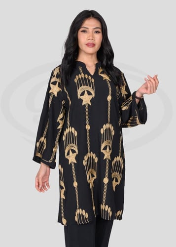 طقم رمضاني قطعتين بتطريز ذهبي