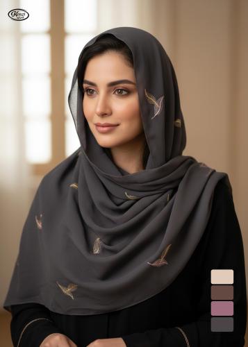 طرحة بتطريز ريش ناعم صناعة سعودية