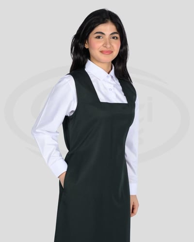 طقم زي مدرسي بناتي رسمي باللون الزيتي مع قميص أبيض...