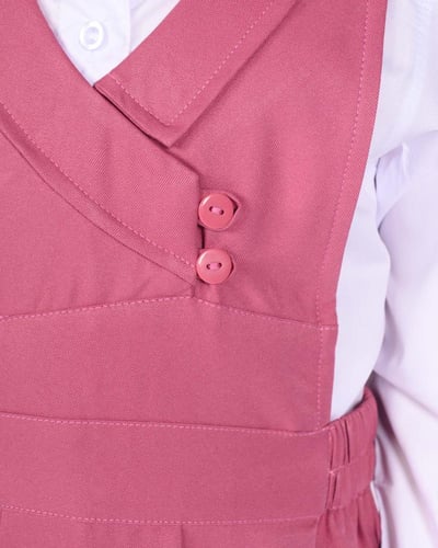 طقم مريول ابتدائي وردي مع قميص أبيض