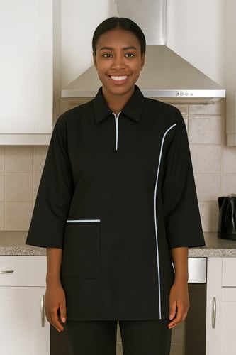 بدلة عاملات منزلية قطعتين بتصميم مميز خط جانبي وسح...