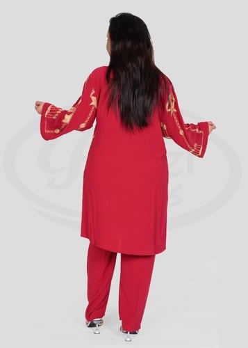 طقم رمضاني قطعتين بتطريز ذهبي