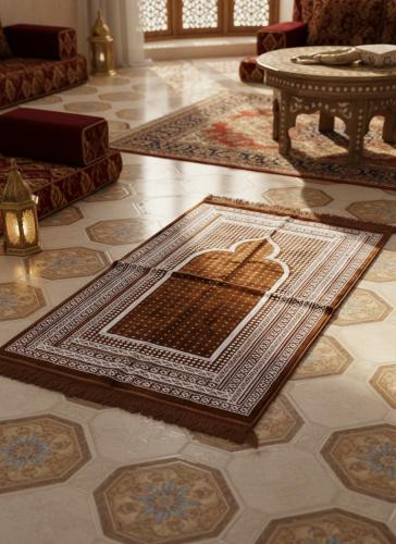 سجادة صلاة مخملية بني نحاسي