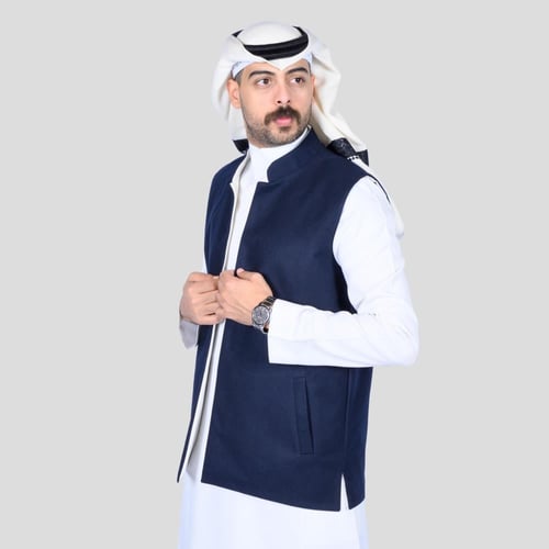 سديري رجالي دبل فيس أبيض كحلي M