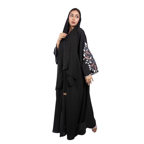 عباية كلوش انترنت أكمام انيقه مطرزة باللون الابيض...