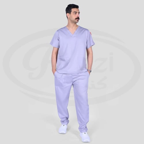 طقم سكراب طبي كنزي للجنسين لون رصاصي فاتح