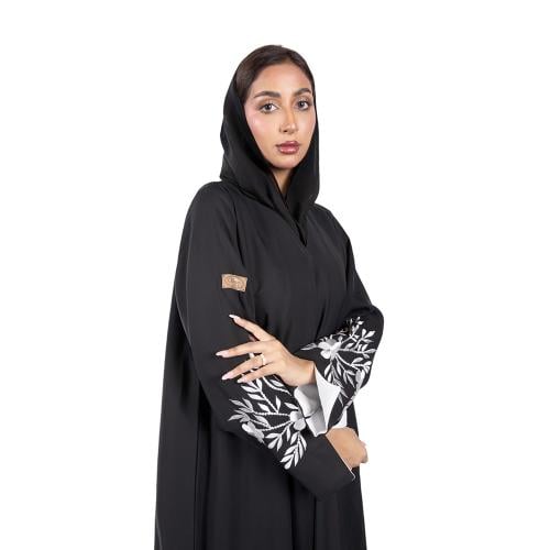 عباية سوداء كريب انترنت قصة كلوش بكم مفتوح مطرز و...