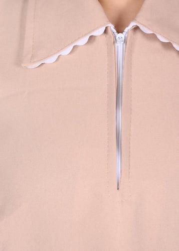 طقم عاملات منزلي خريفي بياقة مزخرفة