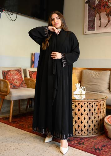 عباية صيفية أنترنت بتصميم ورق شجر بني في الاطراف م...