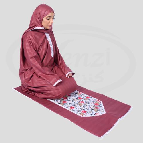 طقم شرشف صلاة نسائي عنابي