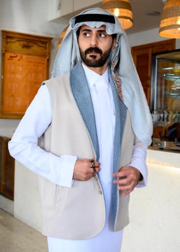 سديري جوخ موديل فرنسي دبل فيس بلونين كريمي ورصاصي...