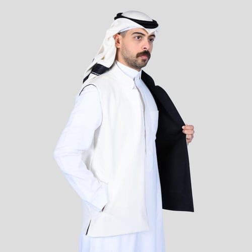 سديري رجالي دبل فيس أسود أبيض