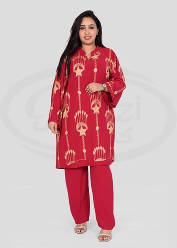 طقم رمضاني قطعتين بتطريز ذهبي