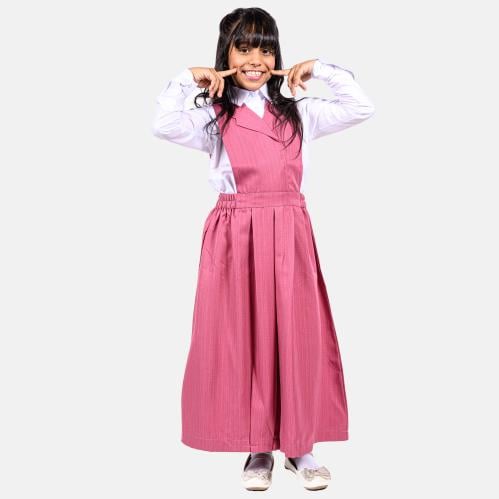 مريول مدرسي أبتدائي وردي مع قميص أبيض