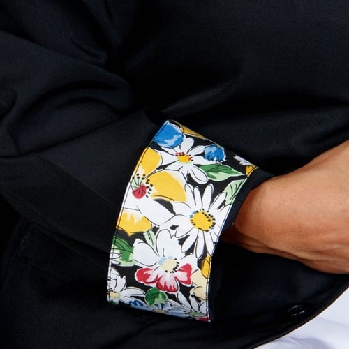 بالطو طبي للجنسين أسود بننقشة بالكم Kenzi