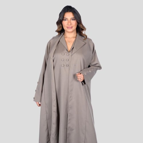 عباية نسائية عملية كتان بيج ببطانة داخلية متصله بي...