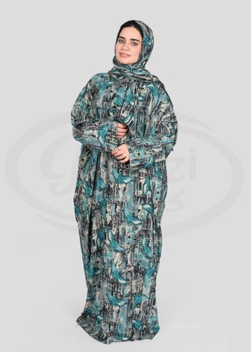 شرشف صلاة بنقشة الريشة العصرية وسحاب أمامي (كم مطا...