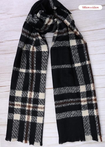 شال شتوي نسائي فاخر بنقشة كلاسيكية وألوان دافئة