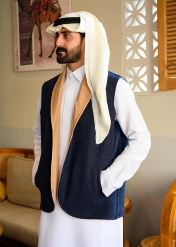 فيست جوخ رجالي كحلي و عسلي. تصميم دبل فيس بياقة وا...