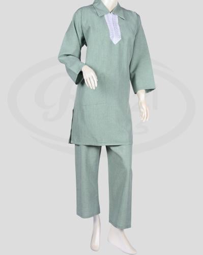 طقم عامله بسحاب كشميري جامبو أخضر