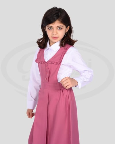 طقم مريول مدرسي مع قميص بناتي وردي مميز مع قميص أب...