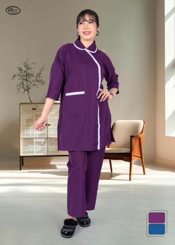 طقم زي عاملات منزلية خريفي بلمسة دانتيل جانبي