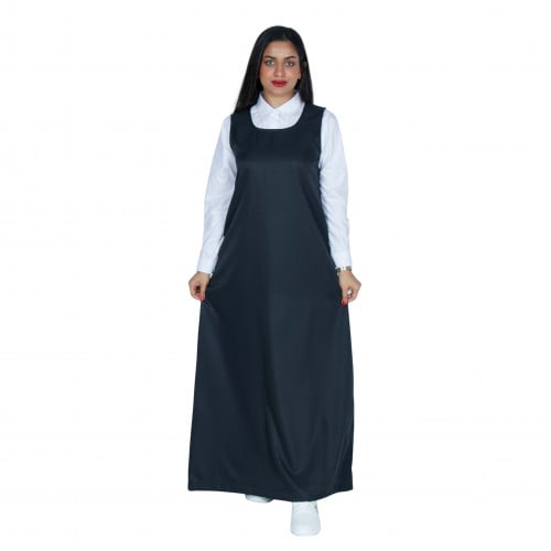 مريول مدرسي متوسط زيتي مع قميص أبيض