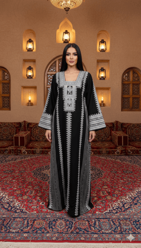 جلابية سعودية تطريز فضي