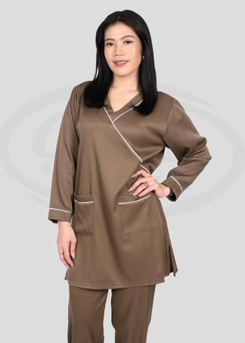 يونيفورم مريح شتوي للعاملات بياقة V