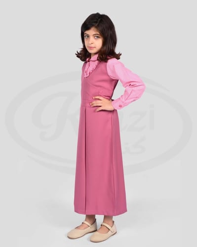 زي مدرسي كويتي وردي ياقة مميزة