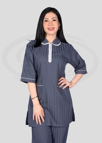 طقم زي موحد قطعتين مريح خامة قطنية