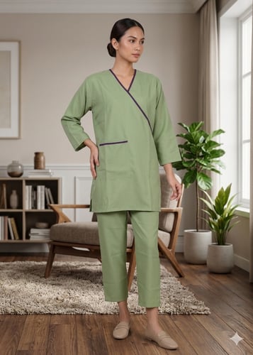 زي عاملات منزلية قطعتين الوان متعدده بتصميم حديث و...