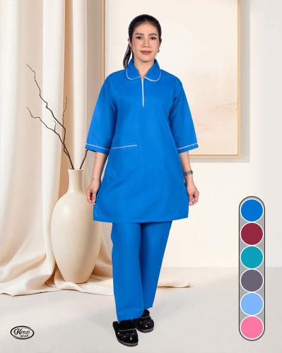 زي عاملة بقصه مريحه متعدد الألوان