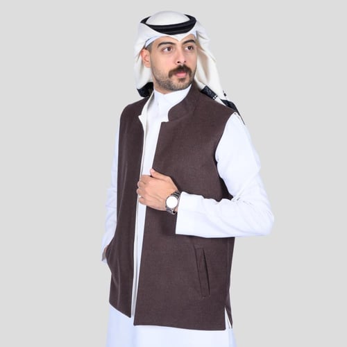 سديري رجالي دبل فيس بني غامق أبيض