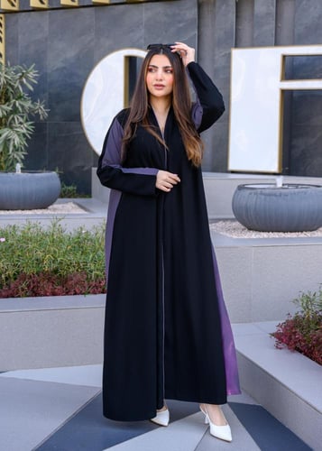 عباية شفق الصيف بخامة انترنت مع تفاصيل كريپ بنفسجي...