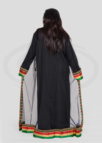 جلابية يوم التأسيس التراثية ثوب نشل أسود بتطريز مل...