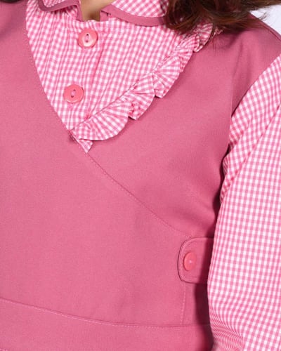 زي مدرسي كويتي وردي ياقة مميزة