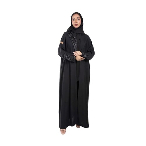 عباية رسمية كم مطرز أسود F