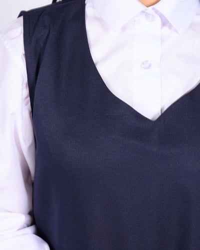 طقم مريول كحلي ثانوي ساده مع قميص ابيض