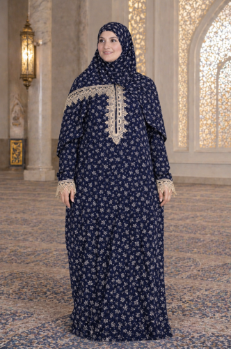 شرشف صلاة ازرق بزهور