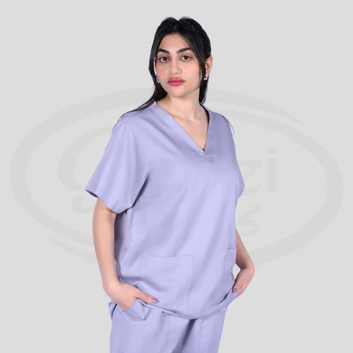 طقم سكراب طبي كنزي للجنسين لون رصاصي فاتح