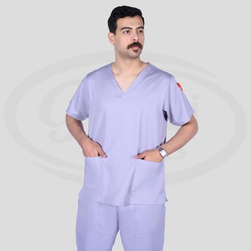 طقم سكراب طبي كنزي للجنسين لون رصاصي فاتح