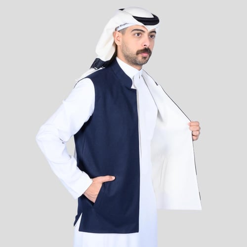 سديري رجالي دبل فيس أبيض كحلي M