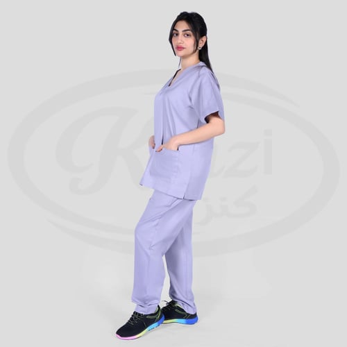 طقم سكراب طبي كنزي للجنسين لون رصاصي فاتح